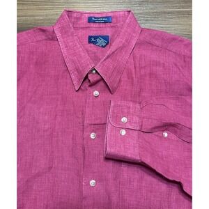 Paul Frederick Pink 100% Linen Button Up Shirt Classic Ft Men's Sz 2XL